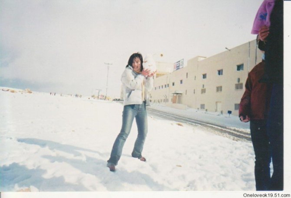 2006年在约旦，那是我第一次玩雪